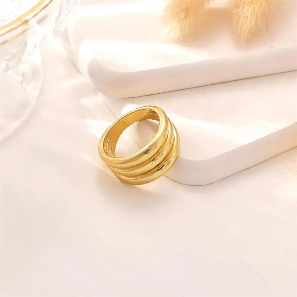 18K Gold Plated Triple Layer Circle Knuckle Ring