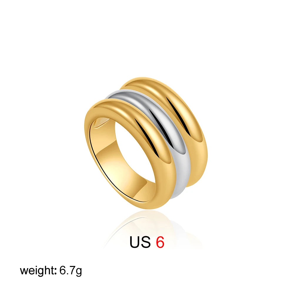18K Gold Plated Multi-Layer Chunky Stainless Steel Ring