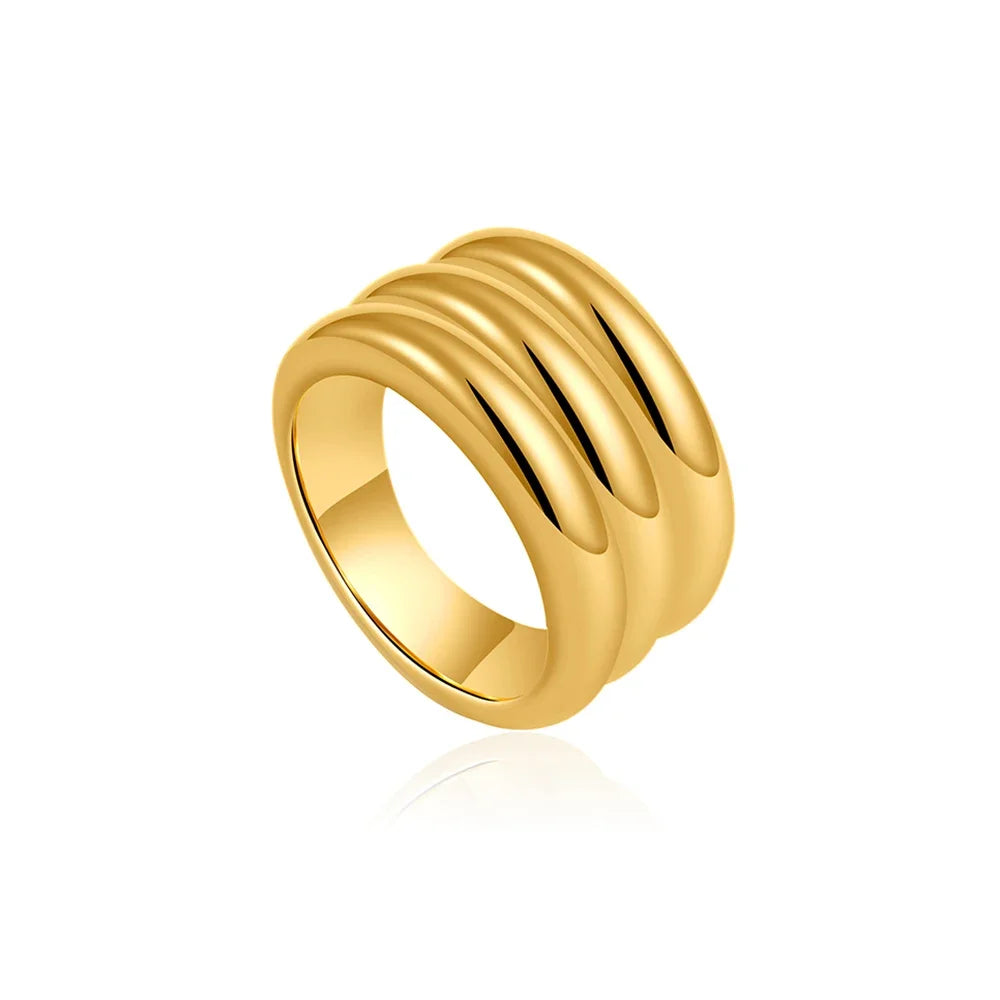 18K Gold Plated Triple Layer Circle Knuckle Ring