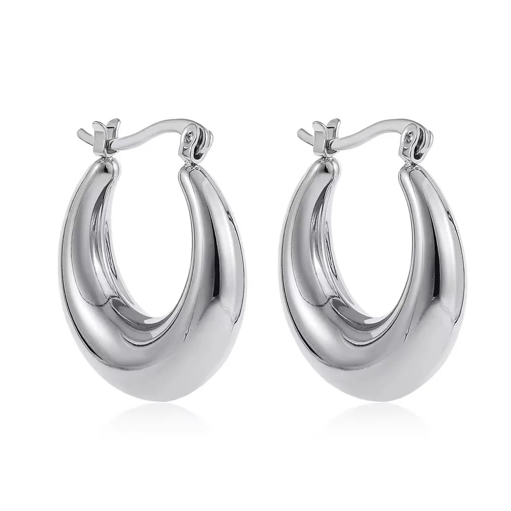Vintage Chunky Gold Plated Thick Hoop Earrings
