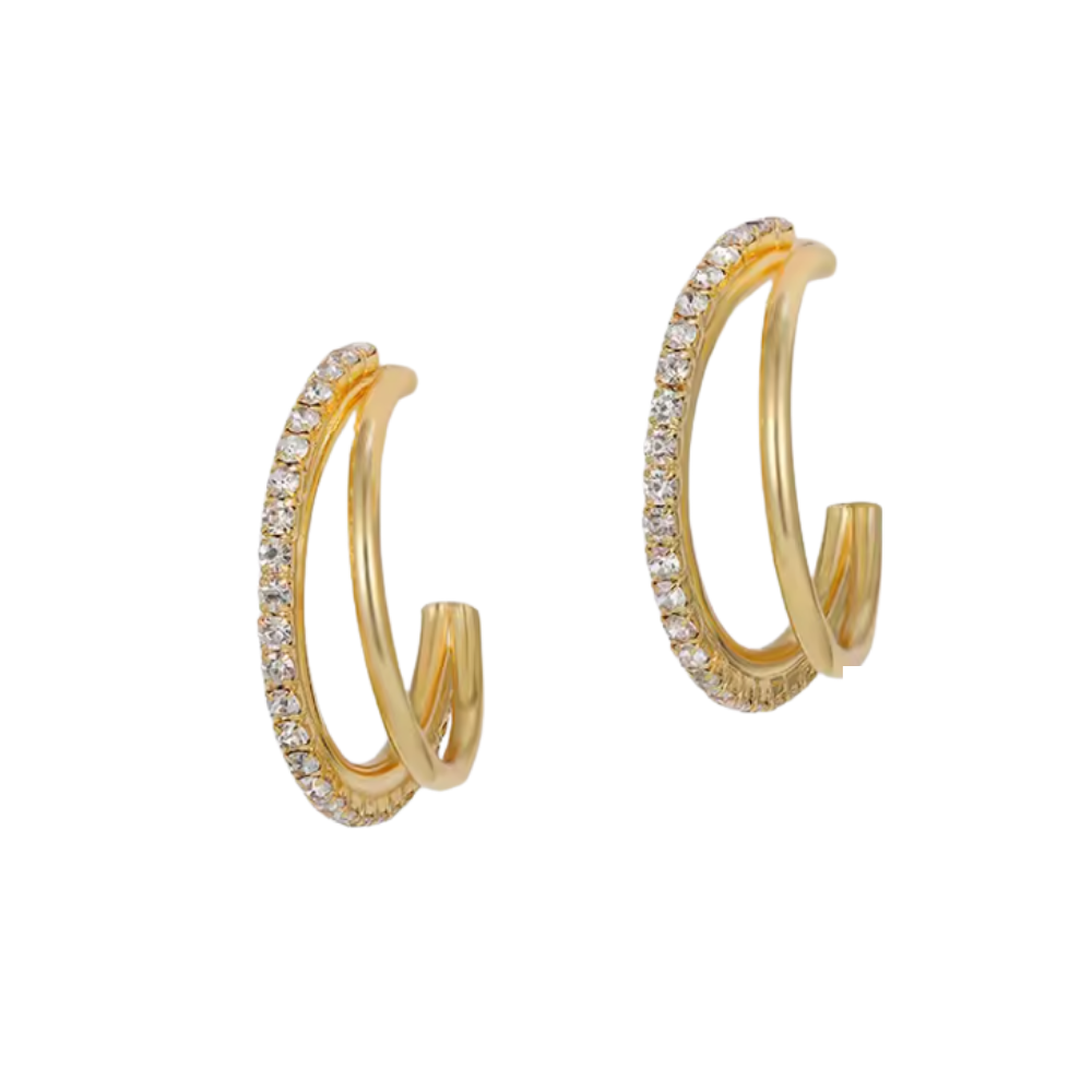 Dual Band Pavé Hoop Earrings