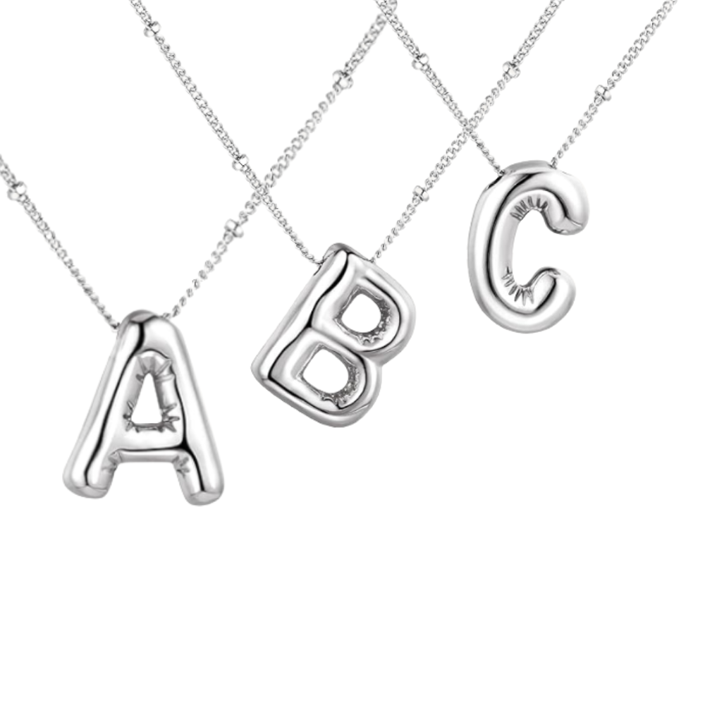 Silver Bubble Initial Necklace