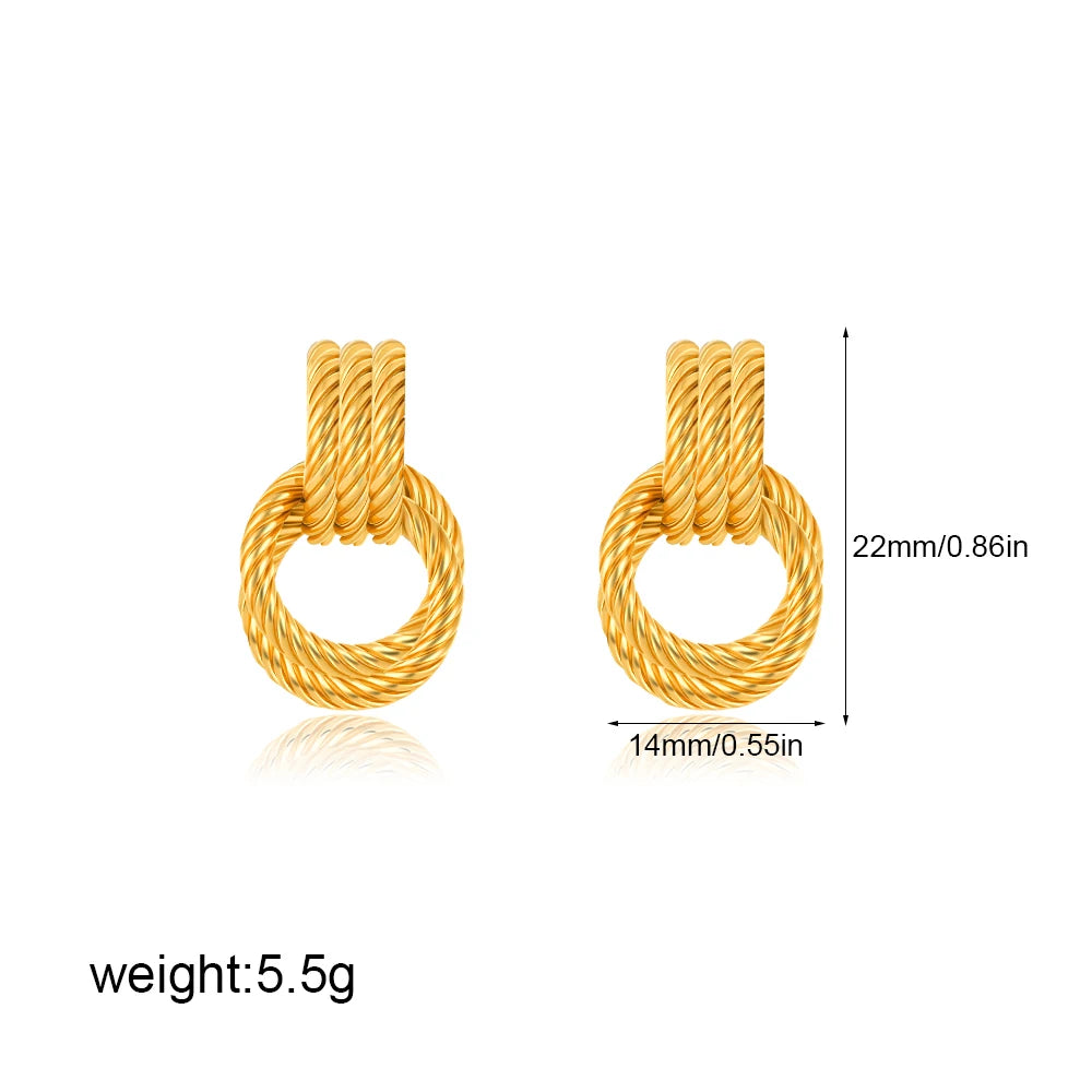 Vintage Double Knot Stainless Steel Earrings