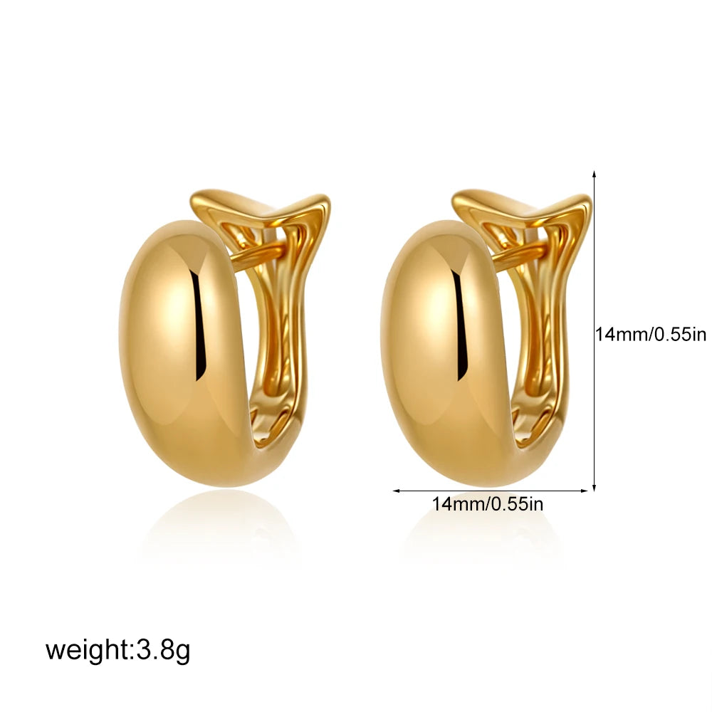 Gold Plated Glossy Dome Huggie Hoop Earrings