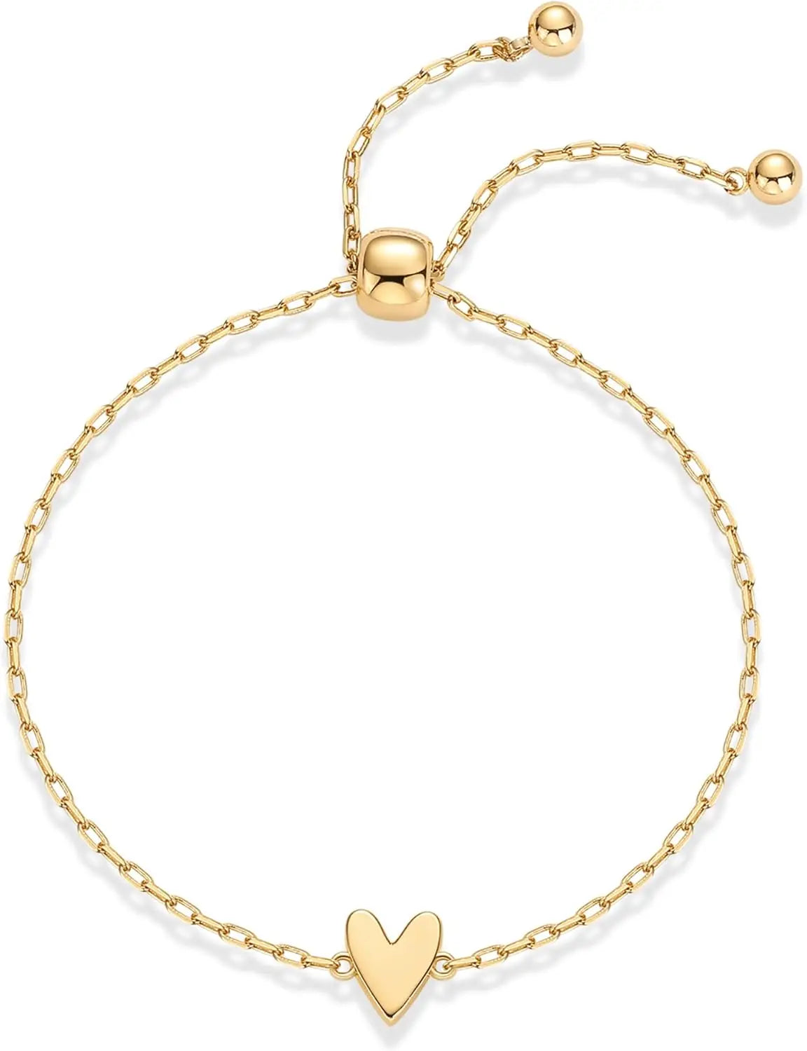 14K Gold Plated Matching Heart Charm Bracelet Set for Women