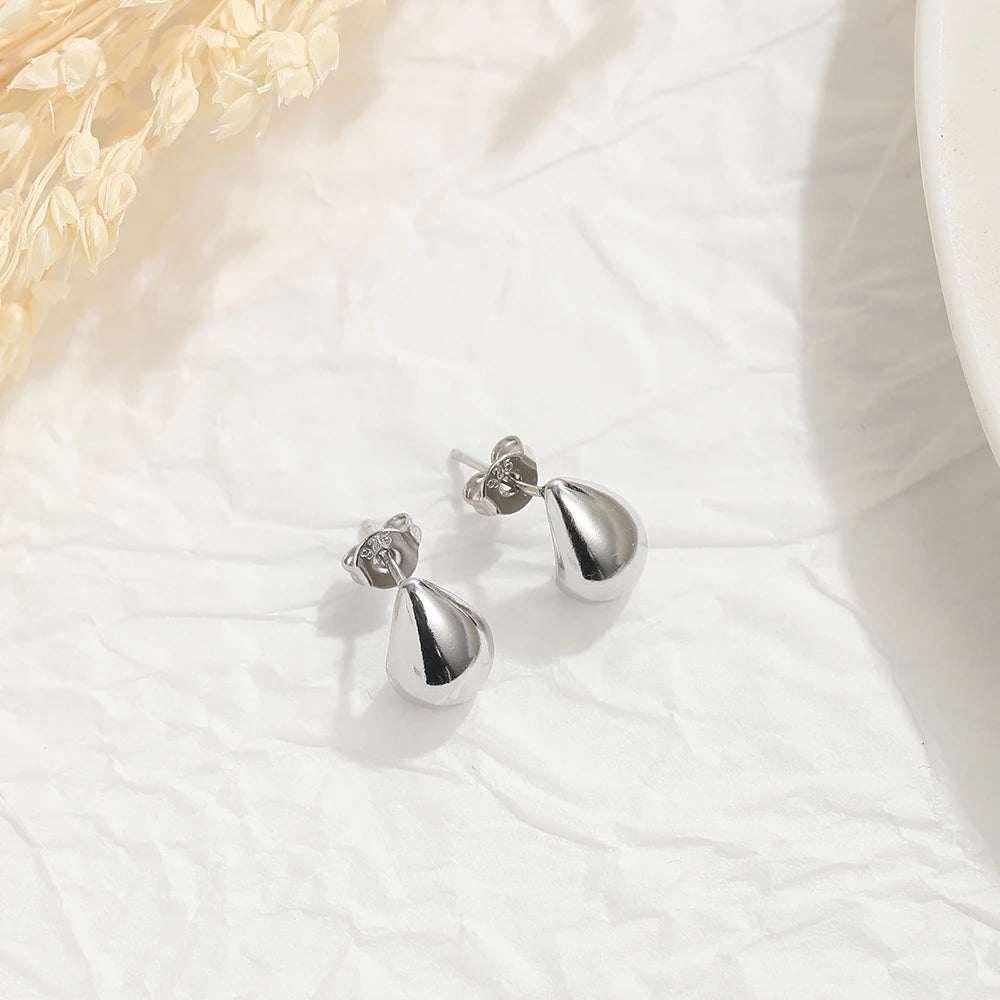 Mini Gold Plated Chunky Dome Teardrop Earrings
