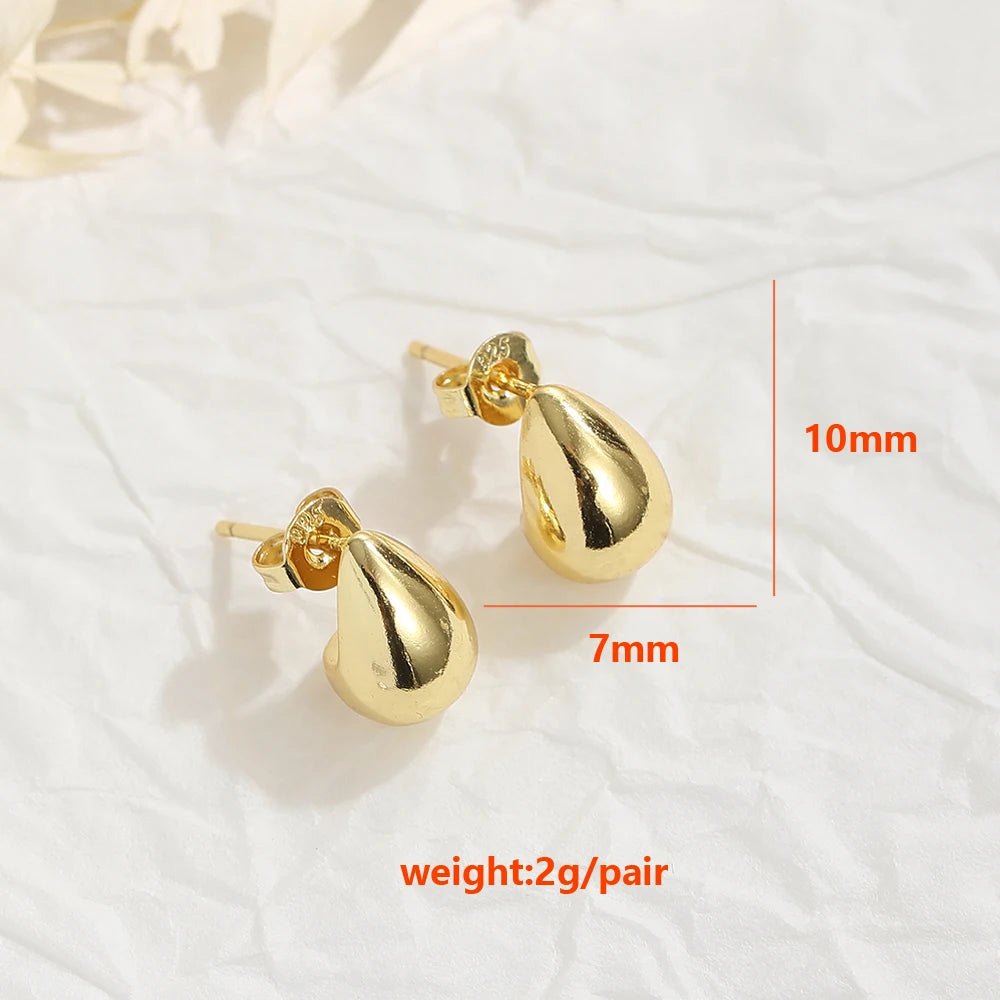 Mini Gold Plated Chunky Dome Teardrop Earrings