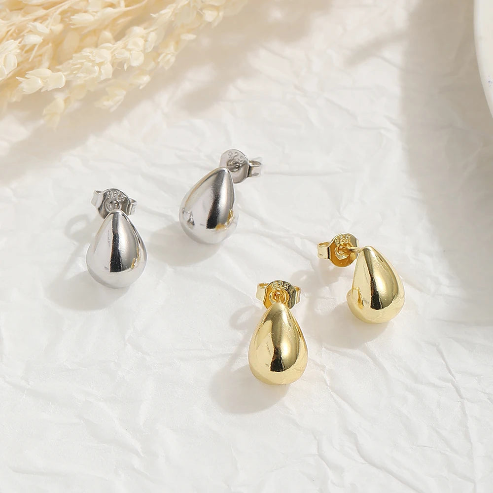 Mini Gold Plated Chunky Dome Teardrop Earrings