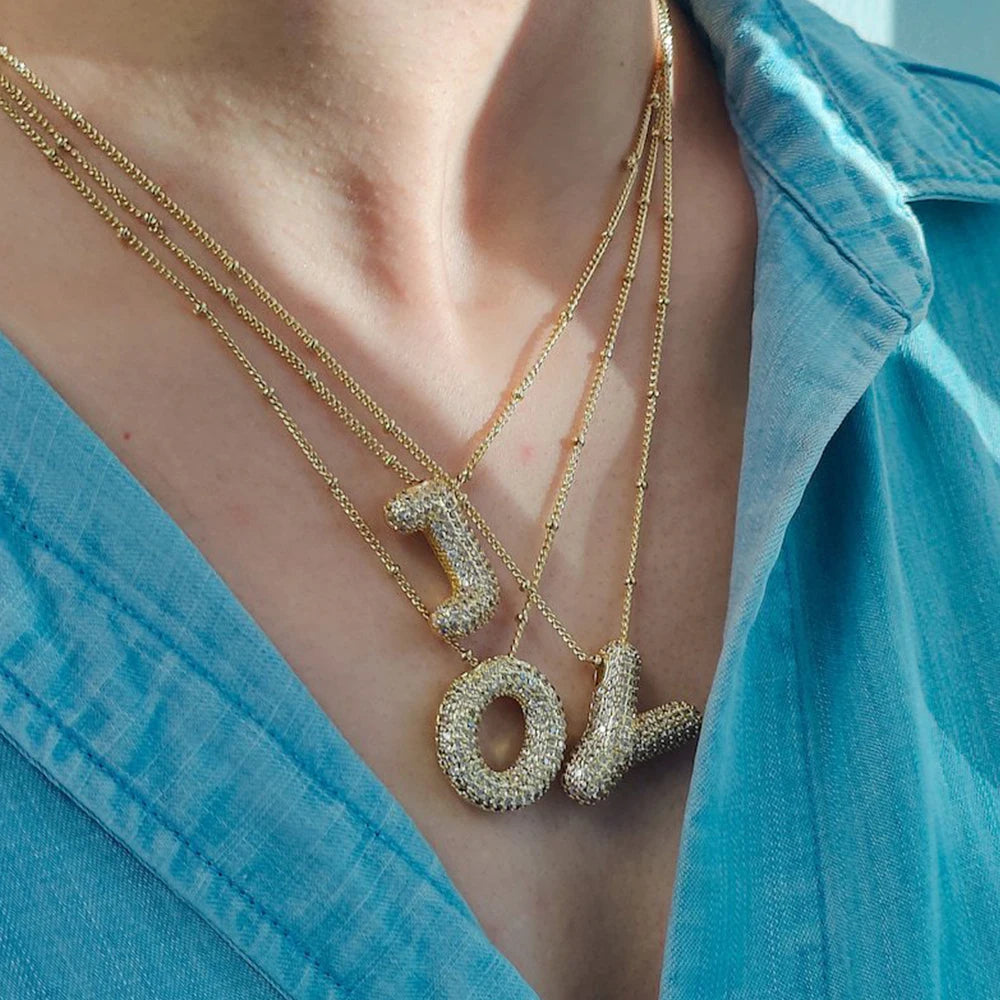 Balloon Bubble Chunky A-Z Letters Name Pendant