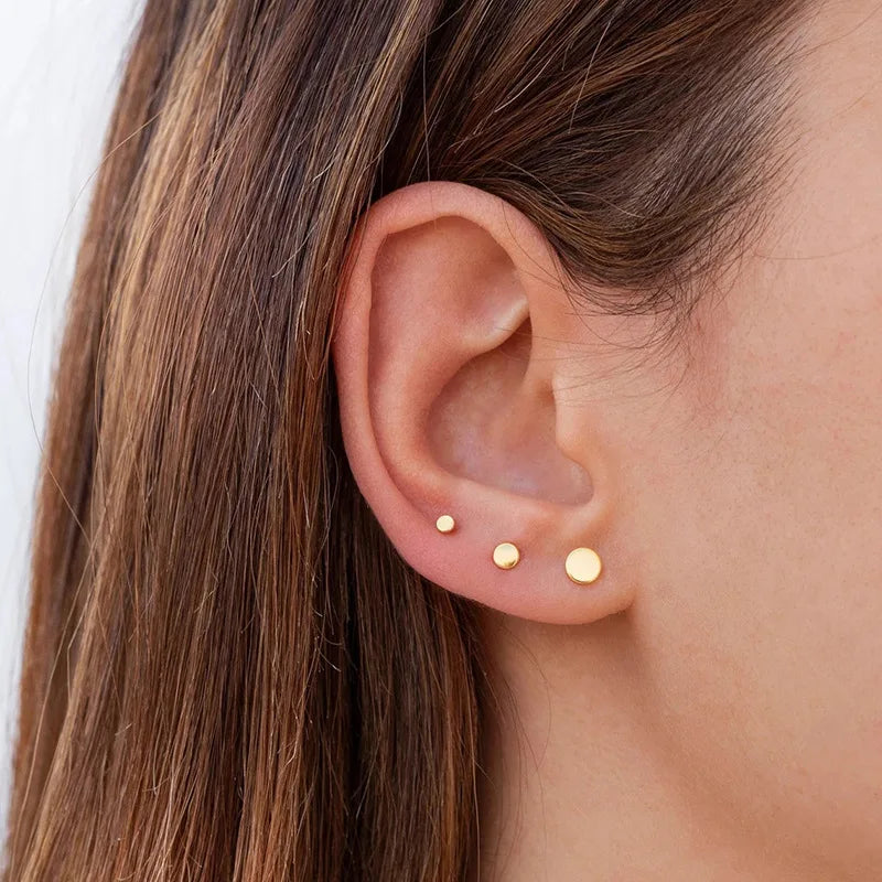 18K Gold‑Plated Triple Stud Earring Set
