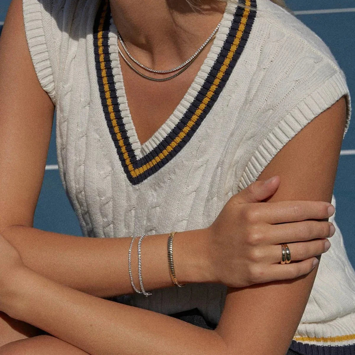 Minimalist 18K Gold Cubic Zirconia Tennis Bracelet