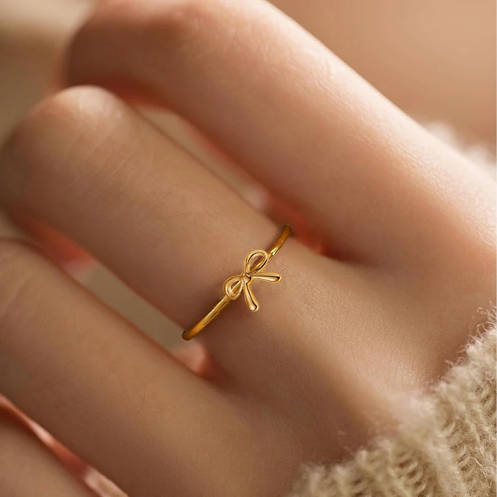Dainty Gold Plated Bow Knot Ring