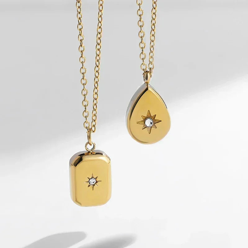 Vintage Chunky Waterdrop Square Moon Pendant