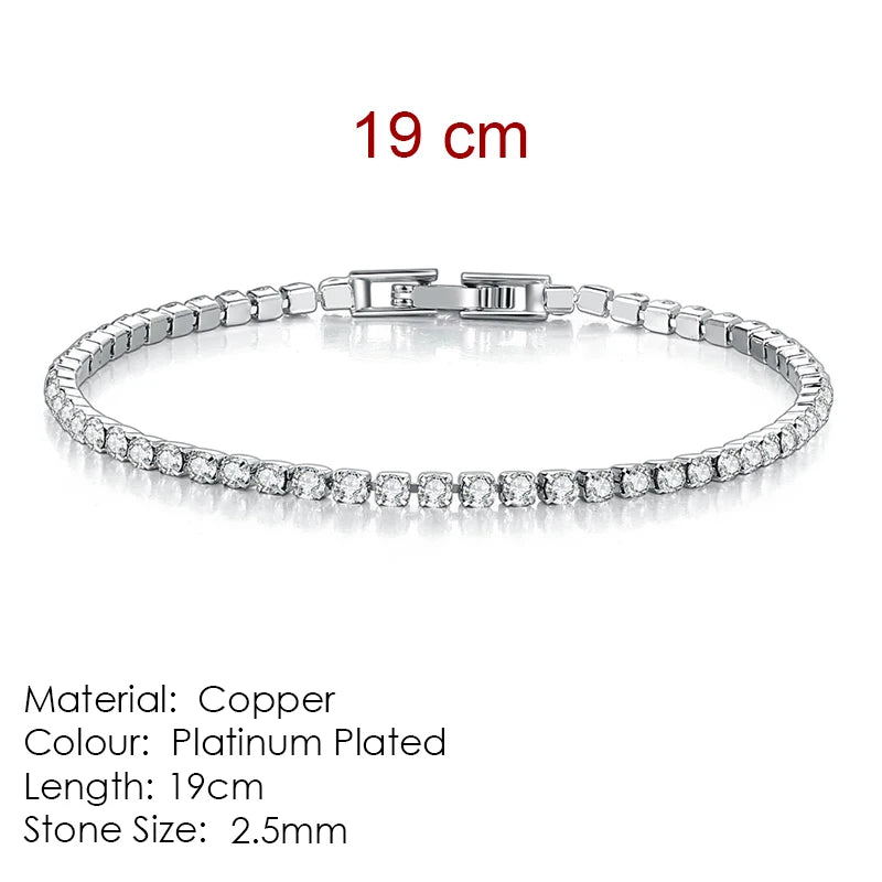 Zircon Crystal Tennis Bracelet – 2.5/3/4/5mm