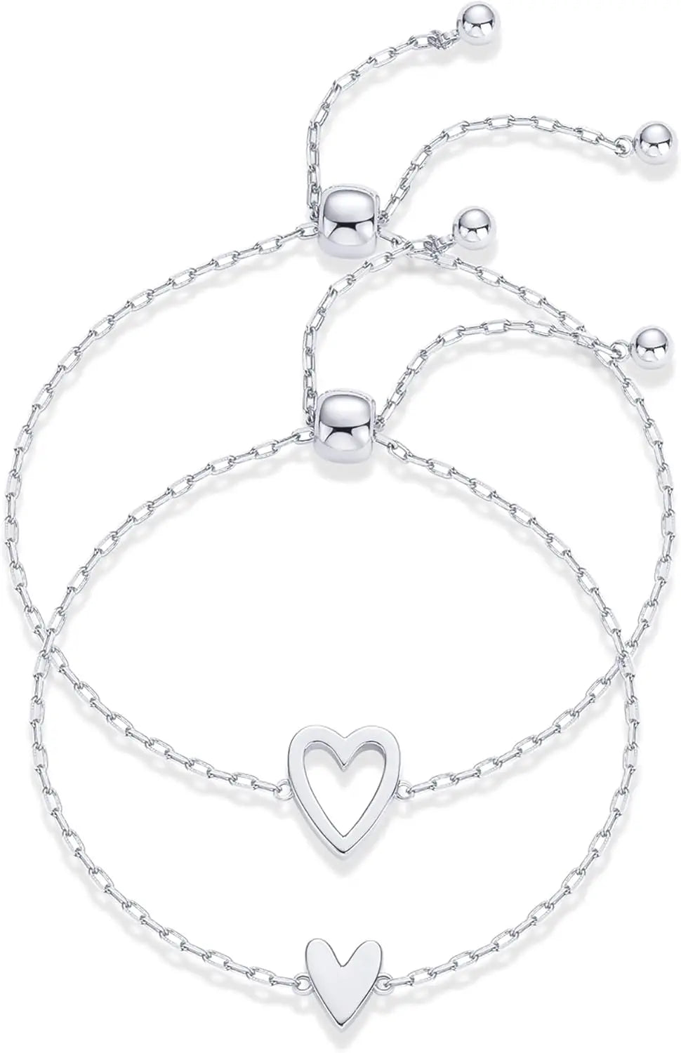 14K Gold Plated Matching Heart Charm Bracelet Set for Women