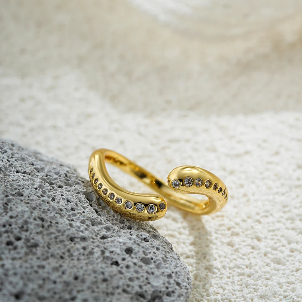 Zircon Water Droplet Open Ring
