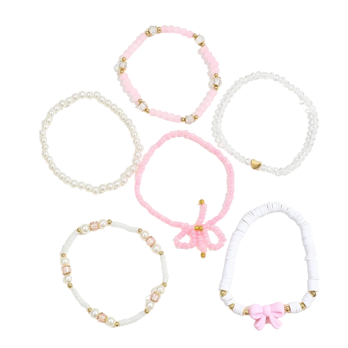 6‑Piece Pearl & Bow Bracelet Set