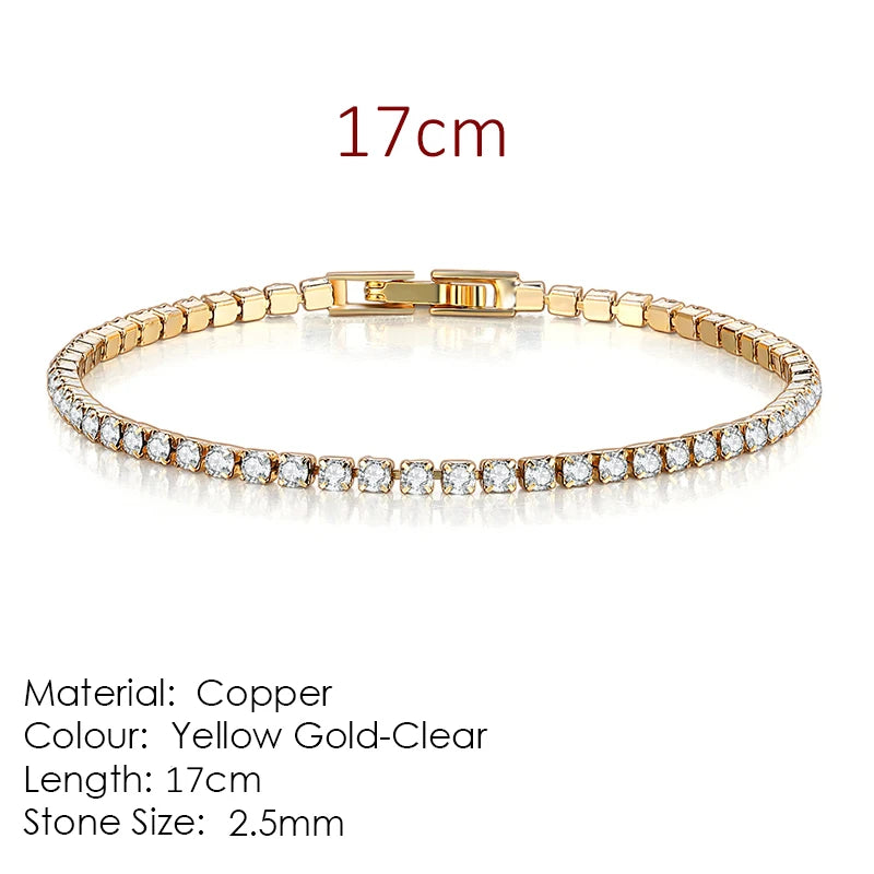 Zircon Crystal Tennis Bracelet – 2.5/3/4/5mm