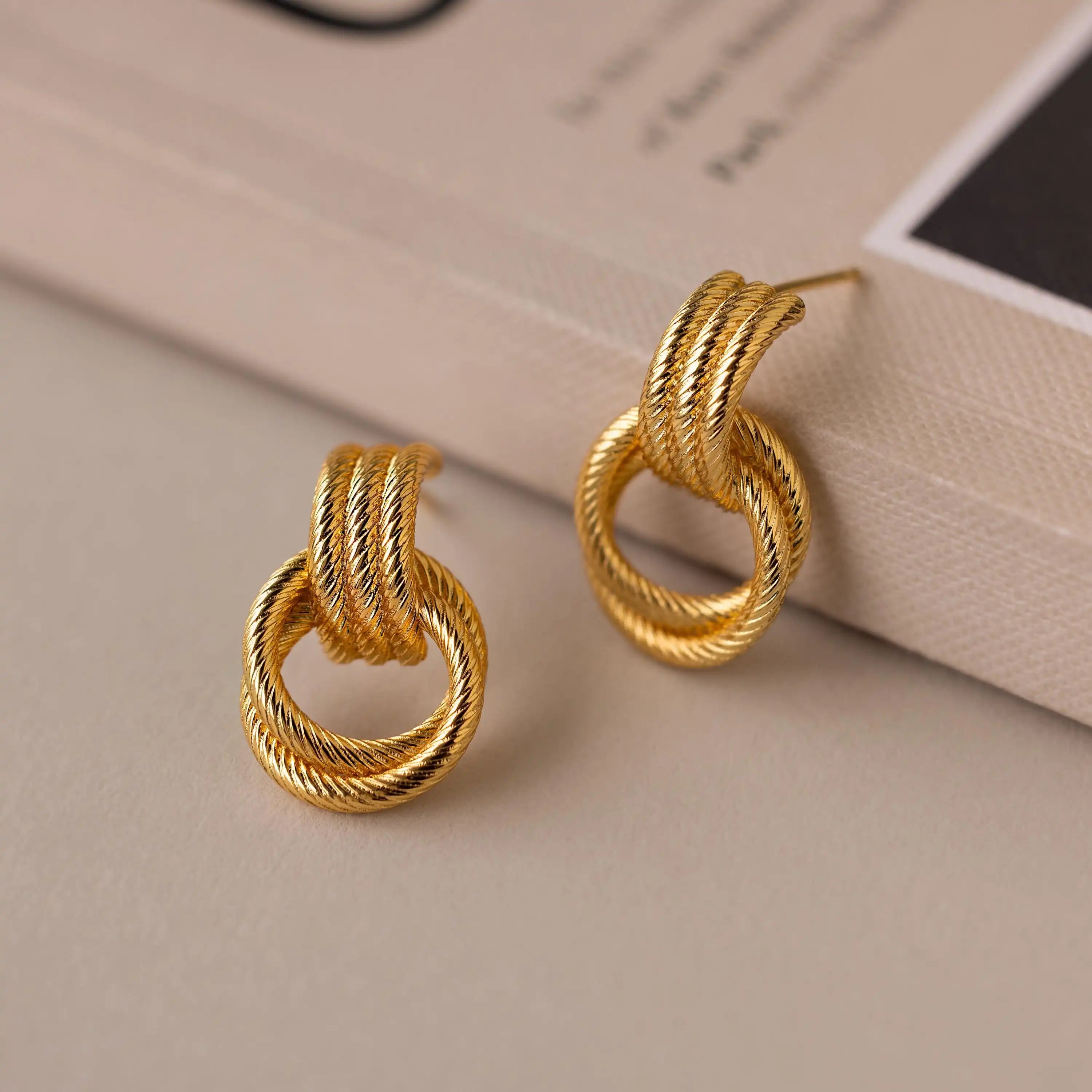 Vintage Double Knot Stainless Steel Earrings