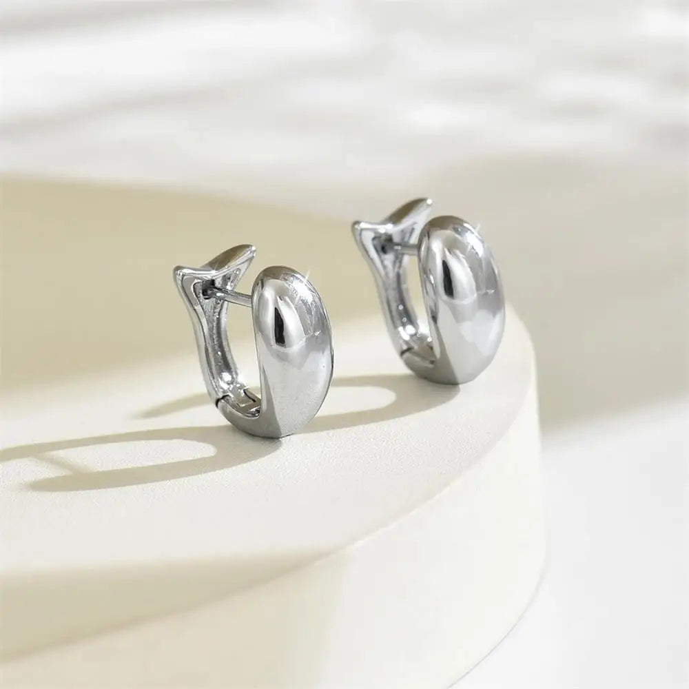 Gold Plated Glossy Dome Huggie Hoop Earrings