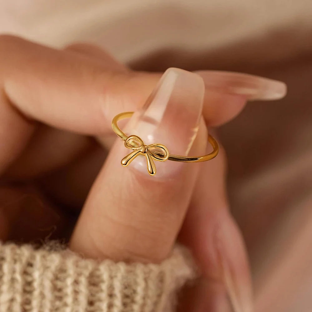 Dainty Gold Plated Bow Knot Ring