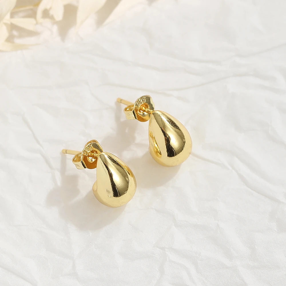 Mini Gold Plated Chunky Dome Teardrop Earrings