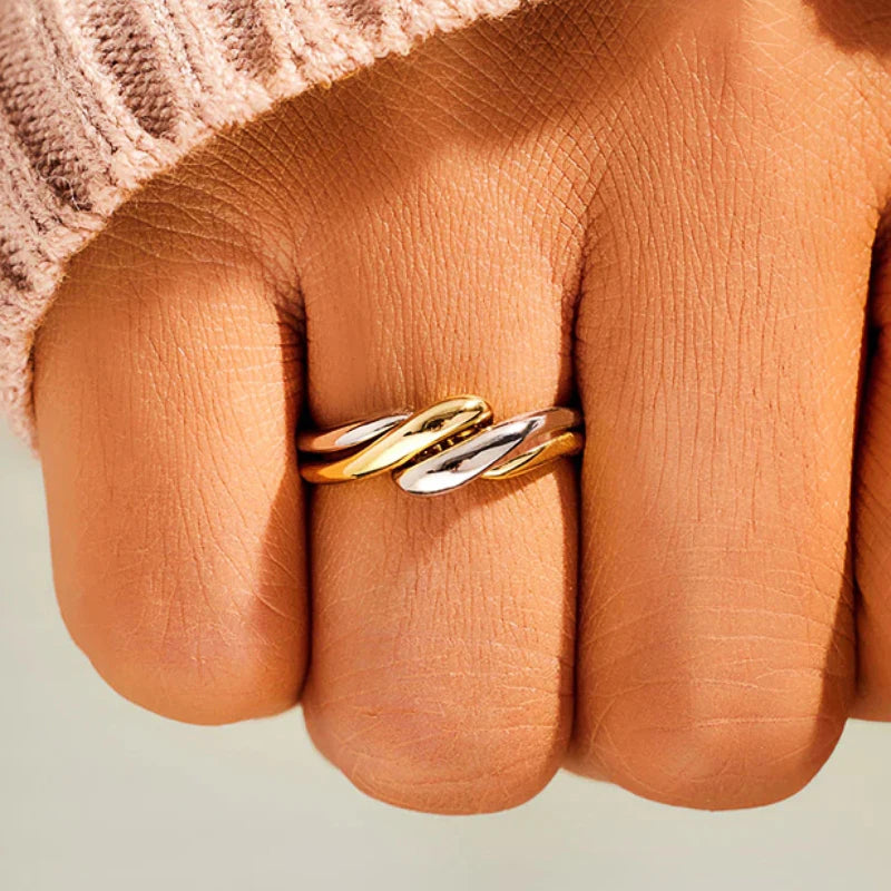 Two-Tone Twist Metal Ring
