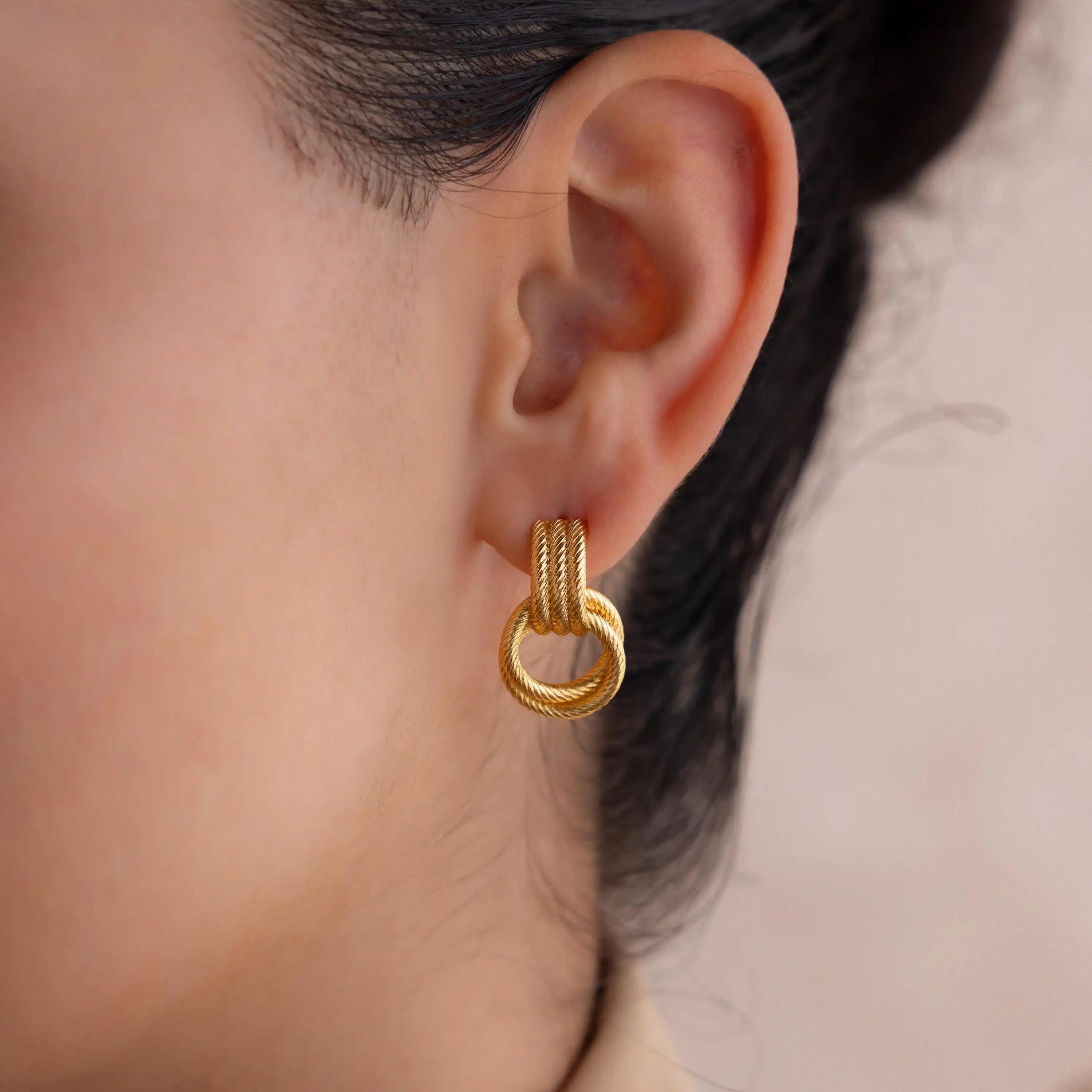 Vintage Double Knot Stainless Steel Earrings