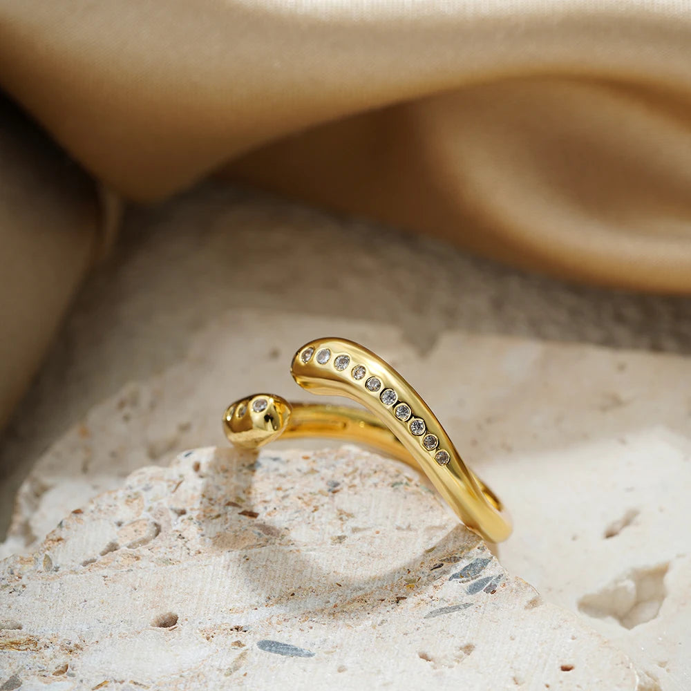 Zircon Water Droplet Open Ring