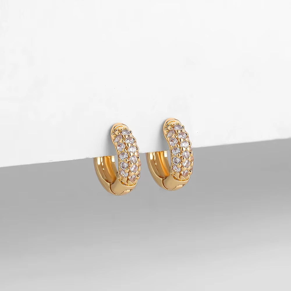 Gold Plated Mini Cubic Zirconia Hoop Earrings
