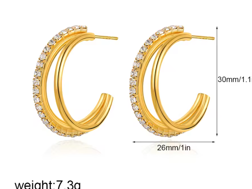 Dual Band Pavé Hoop Earrings